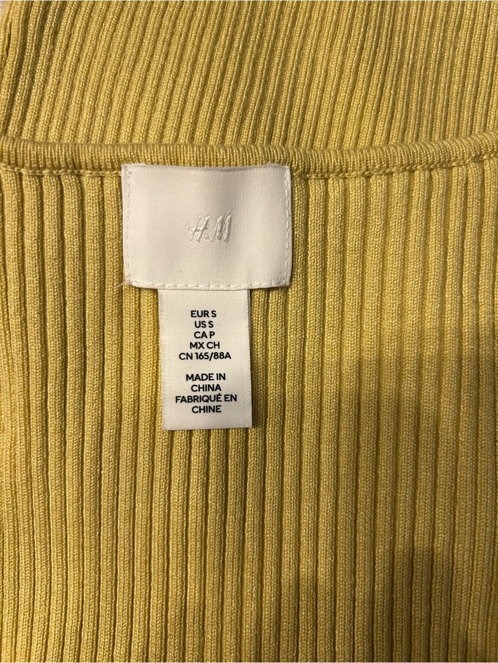 H&M Women’s Dusty Yellow Rib Knit Top, Size Small - Picture 9 of 11